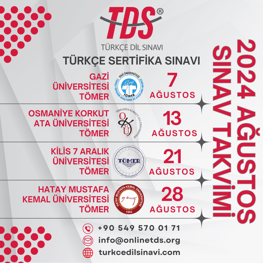 TDS® Sınav Takvimi (2024 Ağustos)