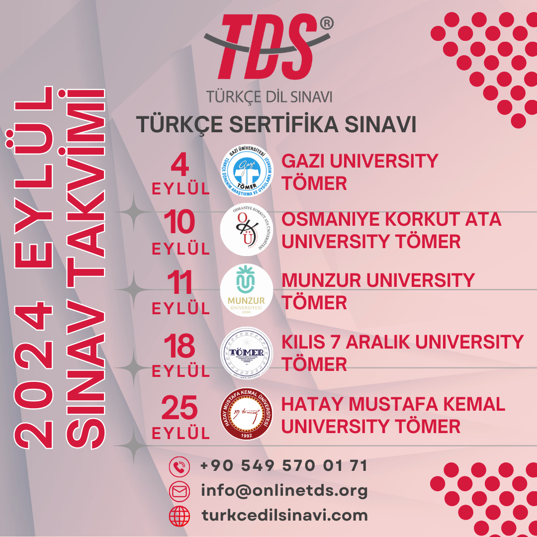 TDS® Sınav Takvimi (2024 Eylül)