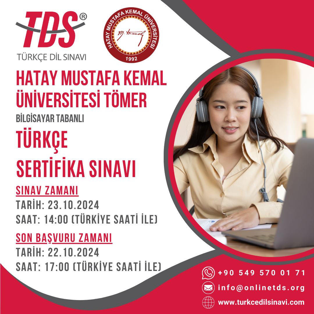 Hatay Mustafa Kemal Üniversitesi TÖMER Türkçe Sertifika Sınavı (2024 Ekim)