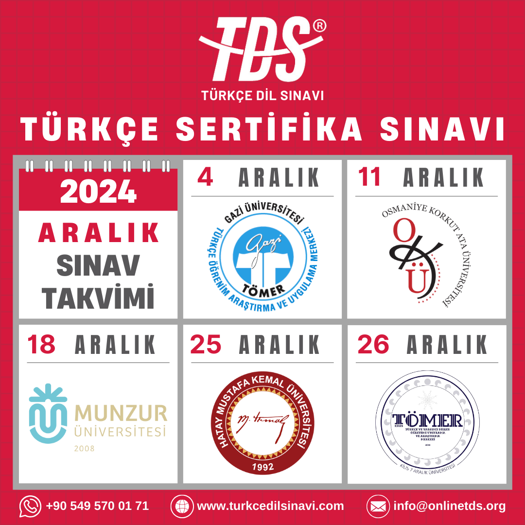 TDS® Sınav Takvimi (2024 Aralık)