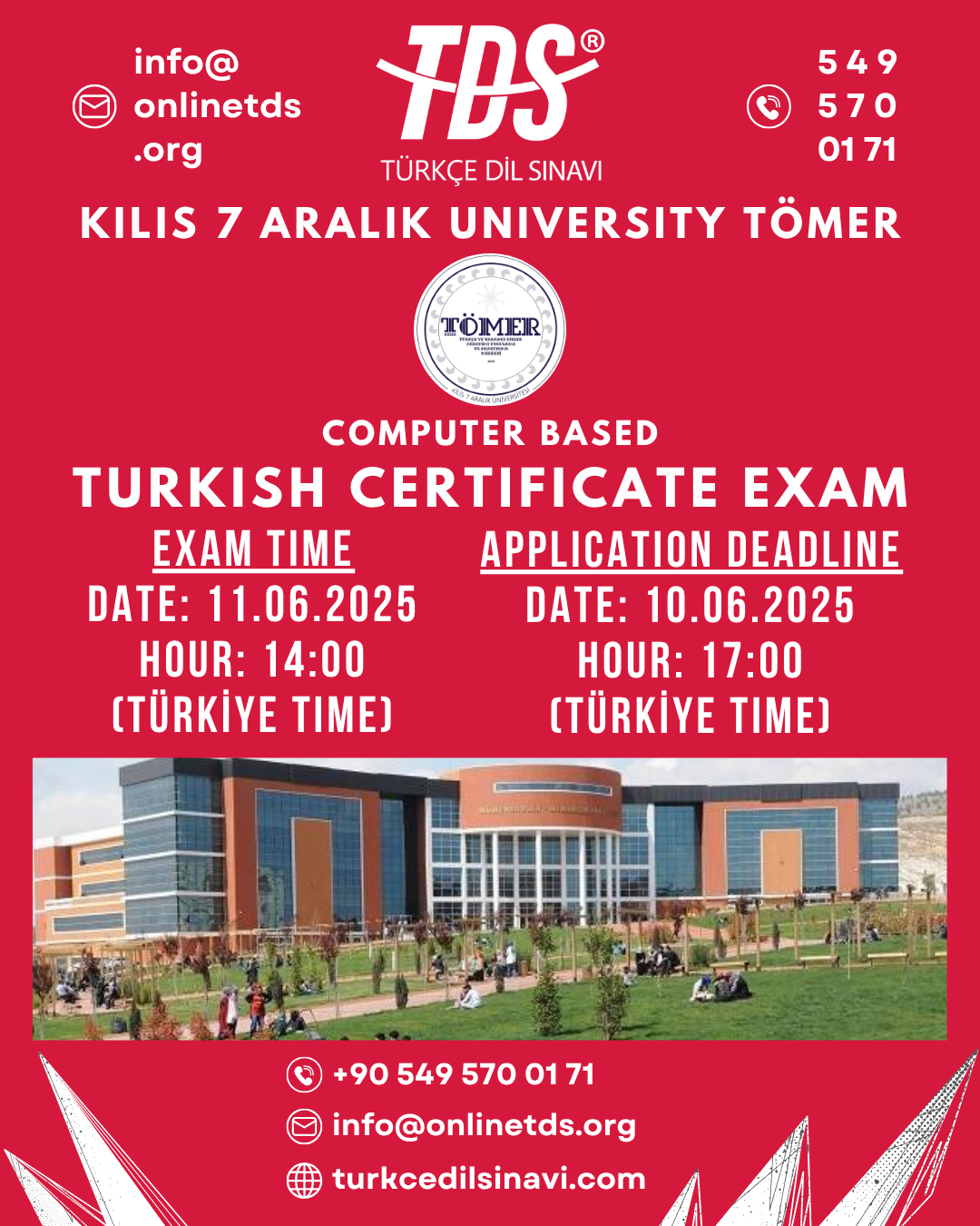 Kilis 7 Aralık Üniversitesi TÖMER Türkçe Sertifika Sınavı (2025 Nisan)