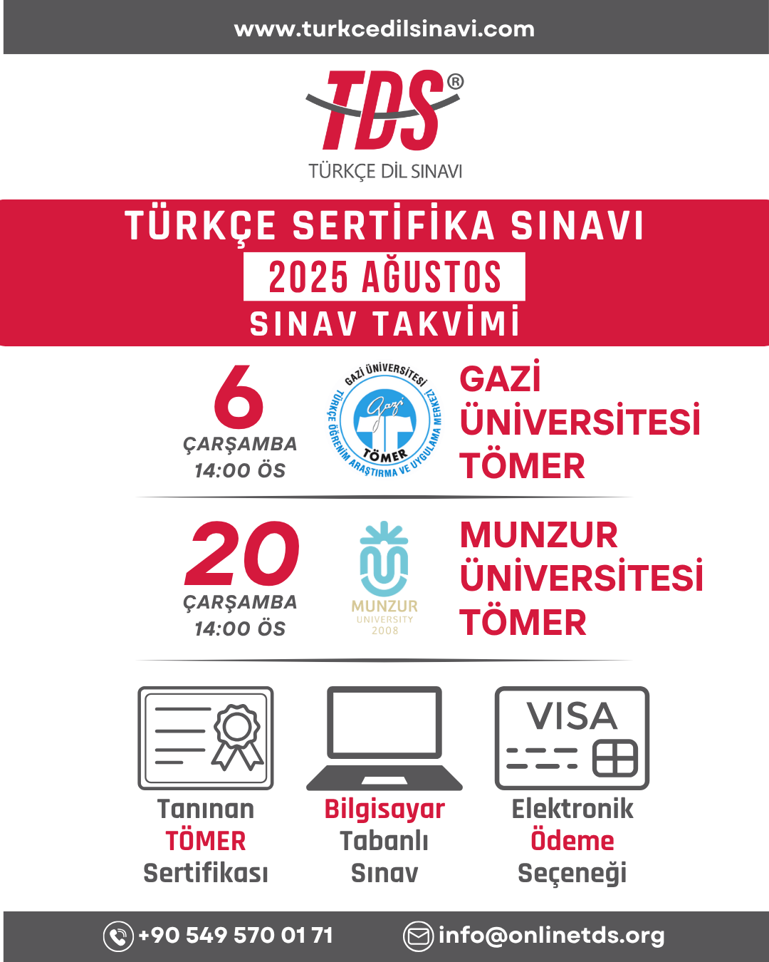 TDS® Sınav Takvimi (2025 Ağustos)