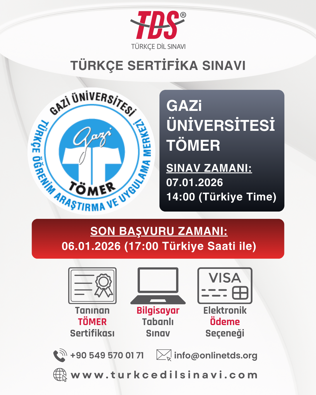 Gazi Üniversitesi TÖMER Türkçe Sertifika Sınavı (2026 Ocak)