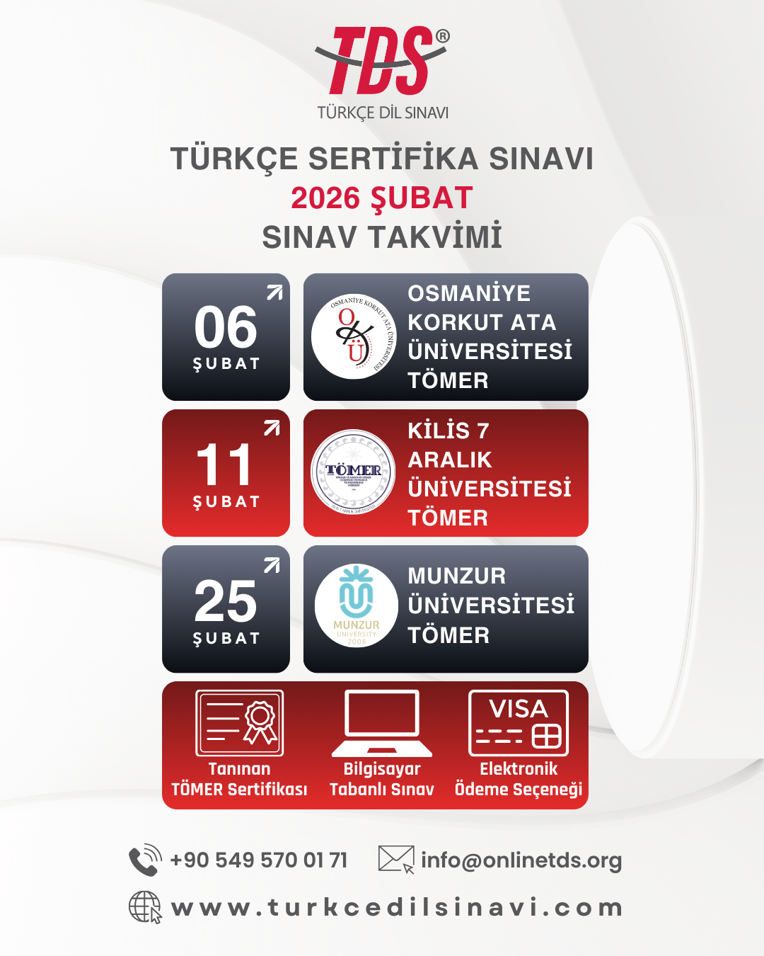 TDS® Sınav Takvimi (2026 Şubat)