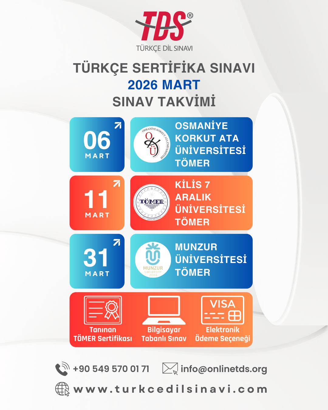 TDS® Sınav Takvimi (2026 Mart)
