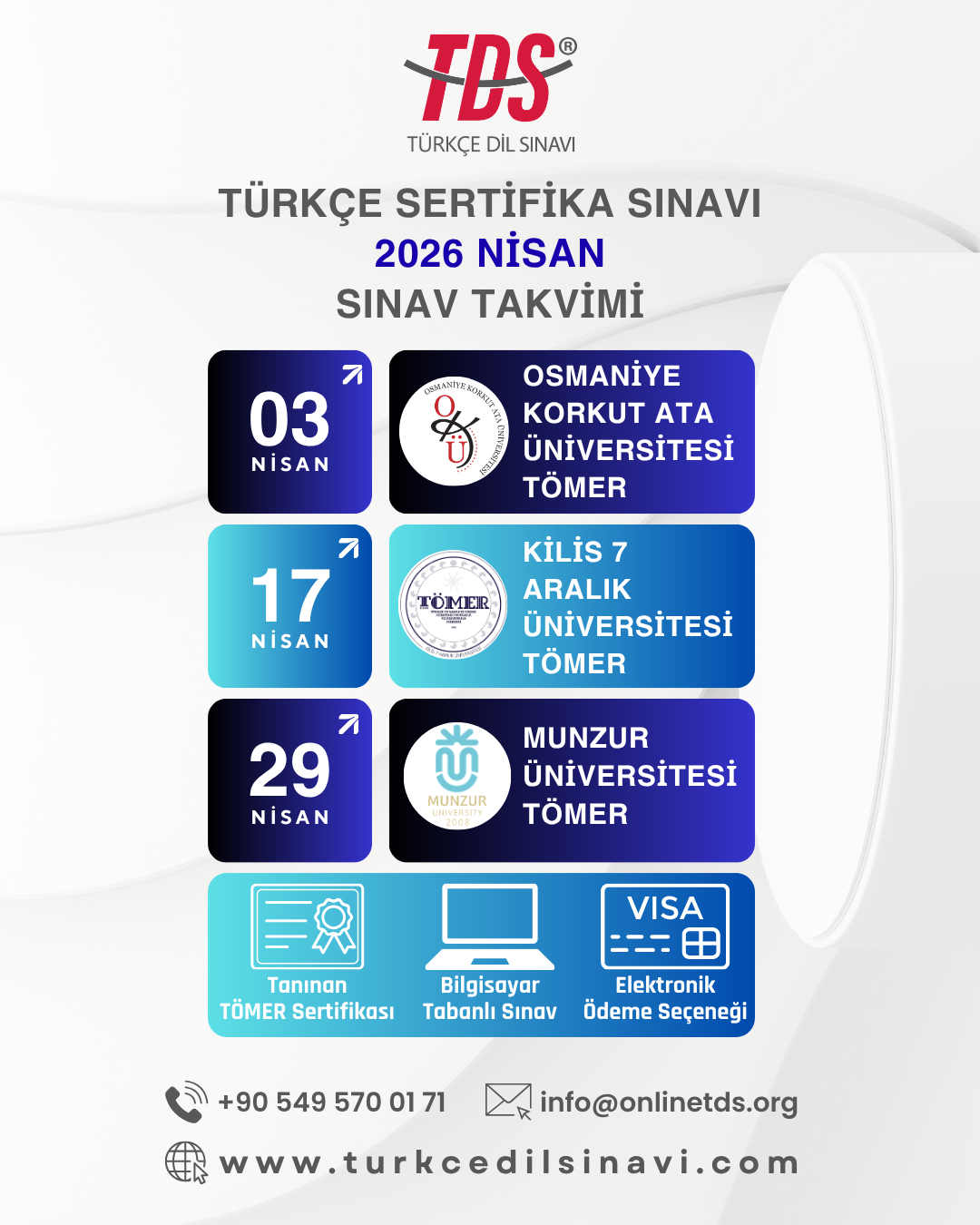 TDS® Sınav Takvimi (2026 Nisan)