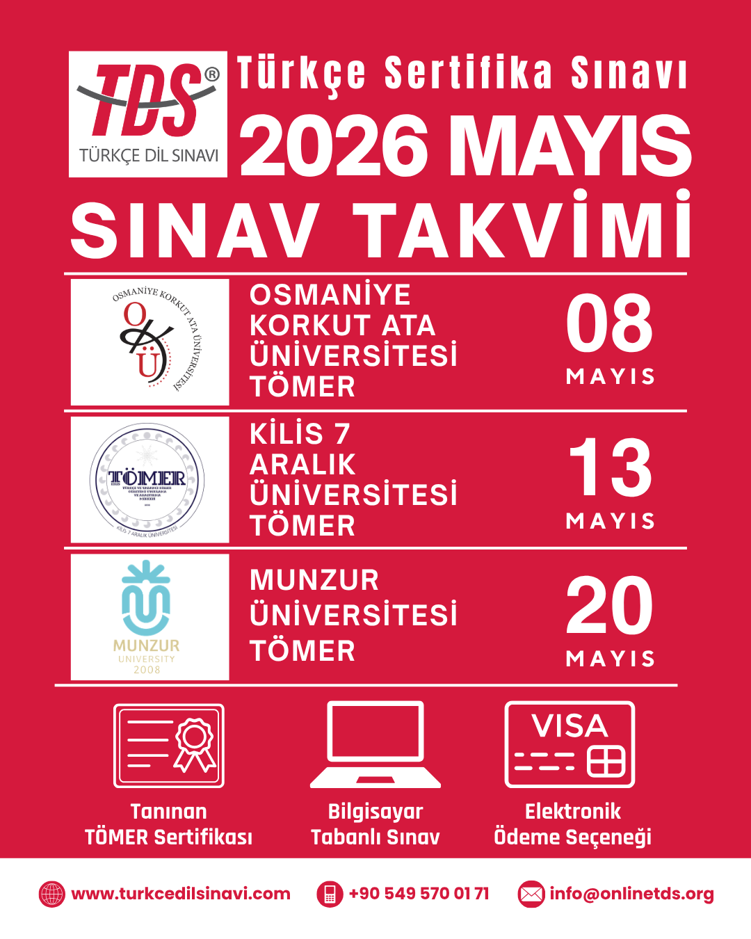 TDS® Sınav Takvimi (2026 Mayıs)