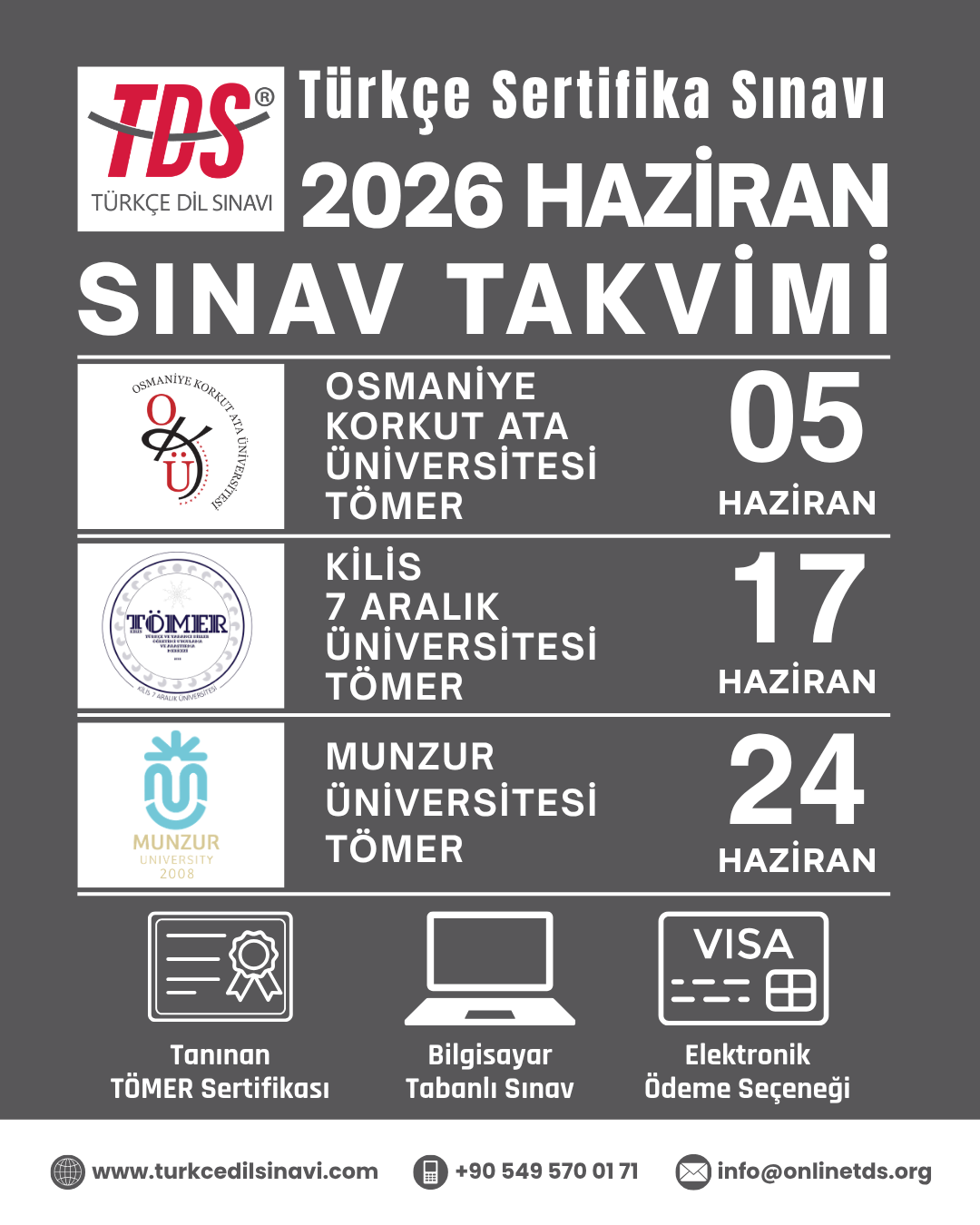 TDS® Sınav Takvimi (2026 Haziran)